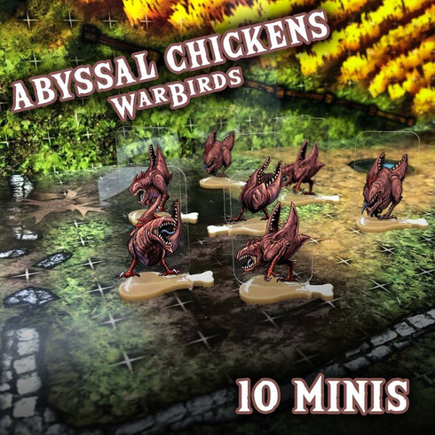 Arcknight Flat Plastic Miniatures - Abyssal Chicken Warbirds - 10 2D Minis